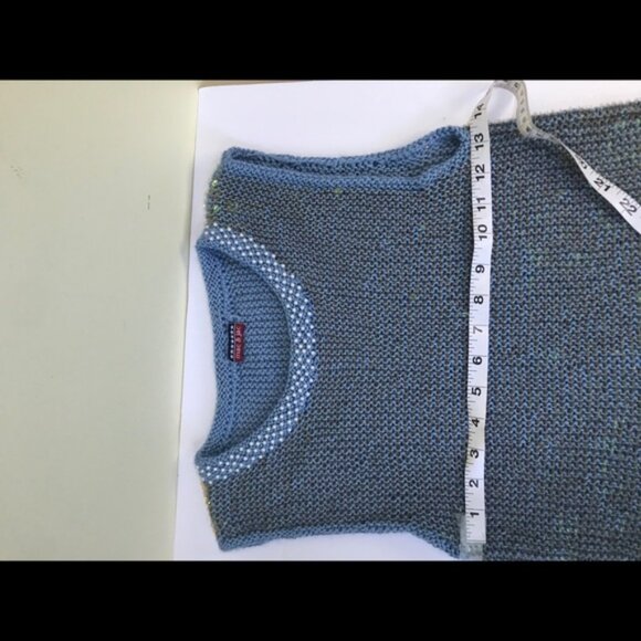 Mac & Jac Vintage Y2K Sleeveless Sweater Beads Sequins Metallic Top Blue Preppy - Picture 6 of 14